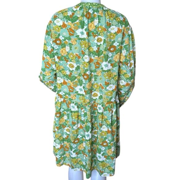 D'Ascoli Women Dress Green Lulu Mini Floral V Neck A Line Cottagecore Boho M - Picture 3 of 7